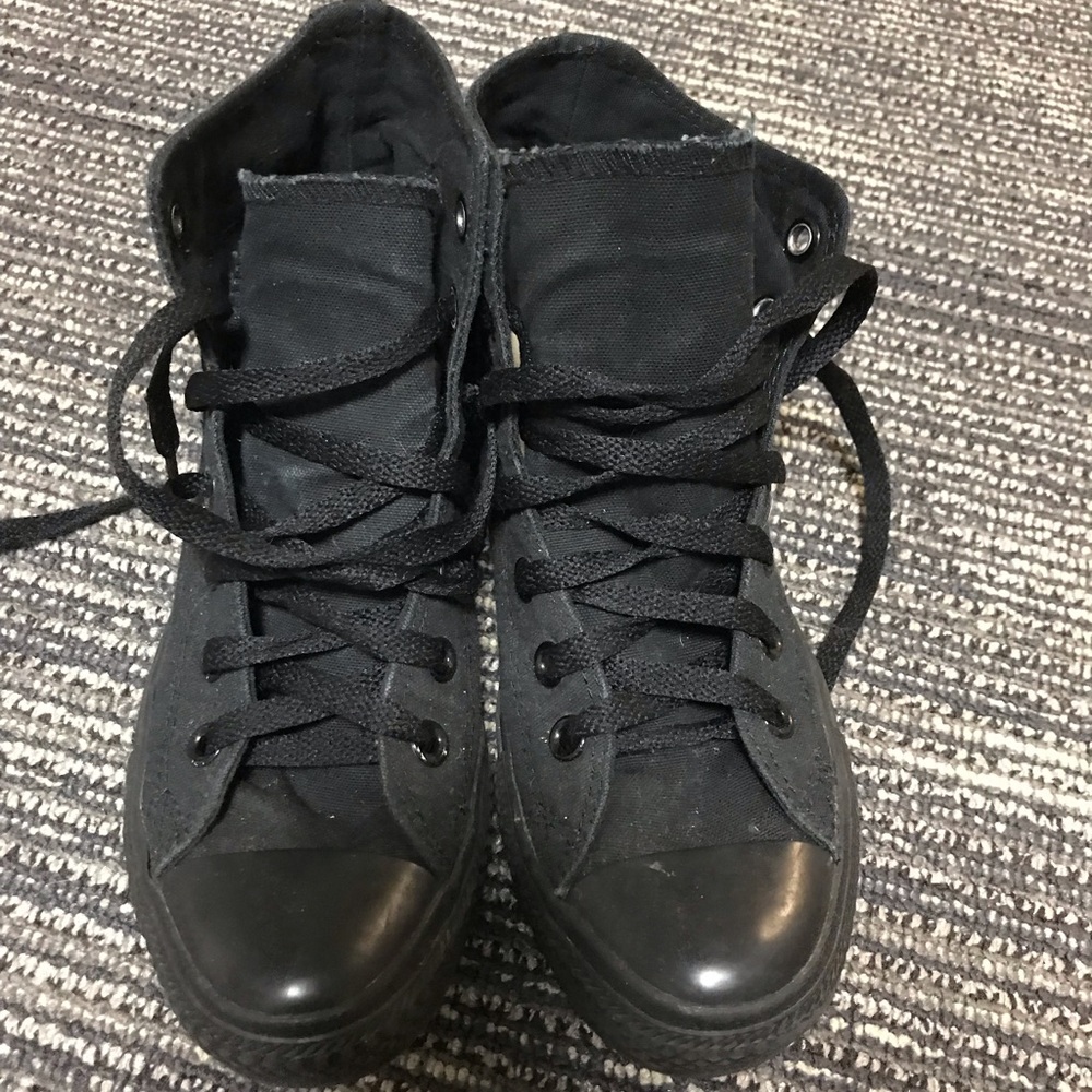 All Black converse high tops